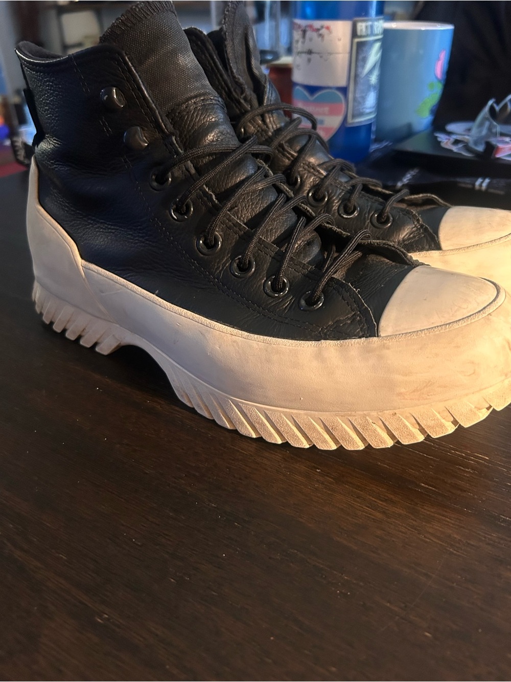 Converse Waterproof Black Leather High-Top Platform Sneakers - Women’s